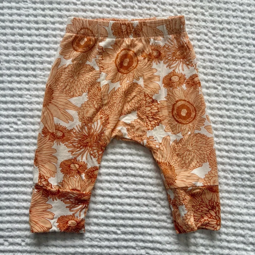 Kate Quinn Classic Panda Pants Orange Sunflower Floral Soft 6-12M